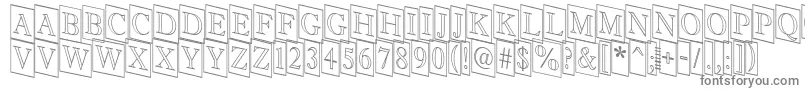 Antiqu9-fontti – harmaat kirjasimet valkoisella taustalla