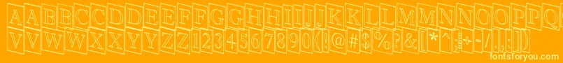 Antiqu9-Schriftart – Gelbe Schriften auf orangefarbenem Hintergrund