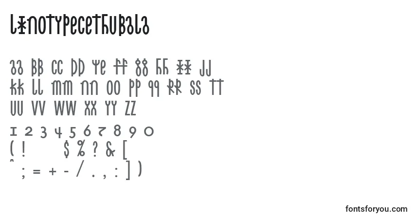 A fonte Linotypecethubala – alfabeto, números, caracteres especiais
