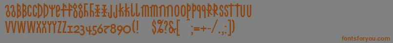 フォントLinotypecethubala – 茶色の文字が灰色の背景にあります。