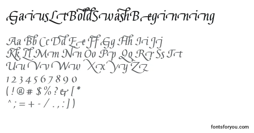 Czcionka GaiusLtBoldSwashBeginning – alfabet, cyfry, specjalne znaki