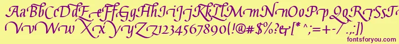 GaiusLtBoldSwashBeginning Font – Purple Fonts on Yellow Background