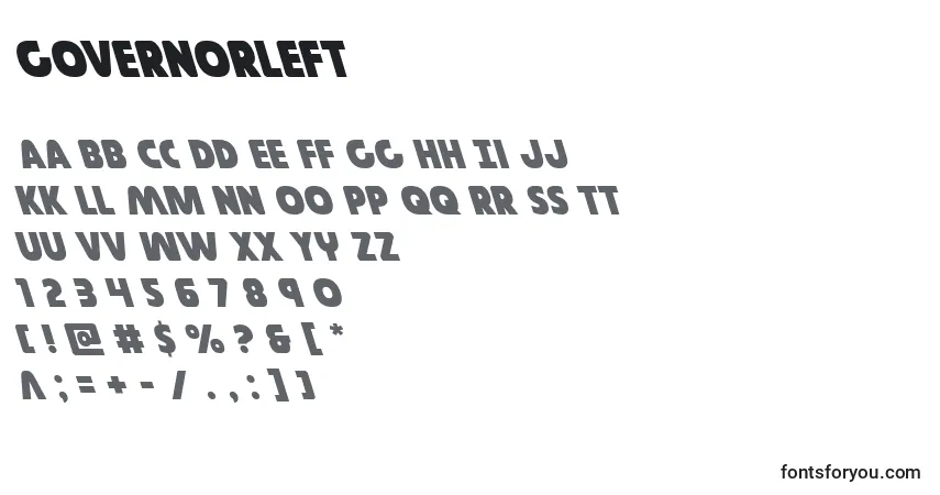 Шрифт Governorleft – алфавит, цифры, специальные символы