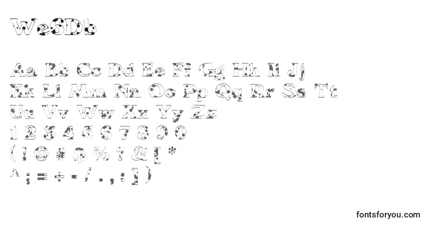 Czcionka We6Db – alfabet, cyfry, specjalne znaki