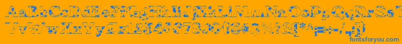Saiba mais sobre a fonte We6Db Fonte We6Db – fontes azuis em um fundo laranja