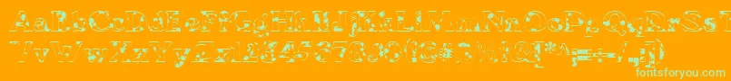 Fonte We6Db – fontes verdes em um fundo laranja