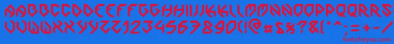 Zoomgroove-Schriftart – Rote Schriften auf blauem Hintergrund