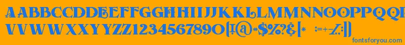 フォントForestregular – オレンジの背景に青い文字