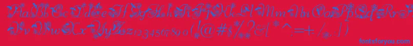 McBlossoms Font – Blue Fonts on Red Background