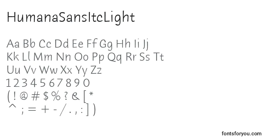 Schriftart HumanaSansItcLight – Alphabet, Zahlen, spezielle Symbole