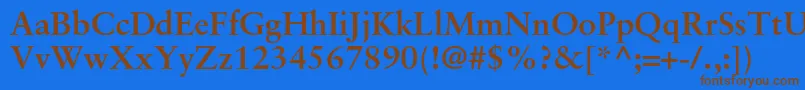 フォントSabonltstdBold – 茶色の文字が青い背景にあります。