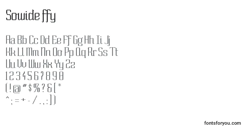 A fonte Sowide ffy – alfabeto, números, caracteres especiais