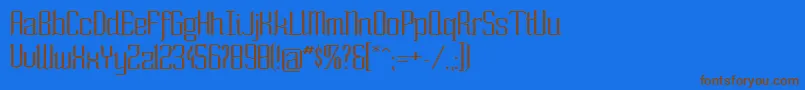 フォントSowide ffy – 茶色の文字が青い背景にあります。