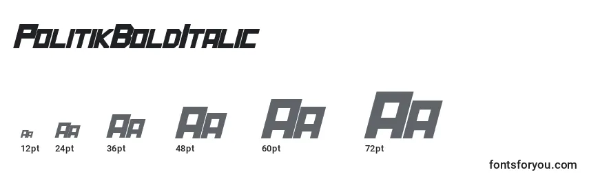 PolitikBoldItalic Font Sizes