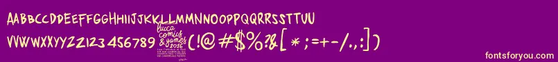 Fonte ZerocalcareBlackletter – fontes amarelas em um fundo roxo