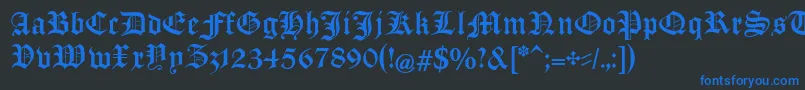 ManuskriptGothischUnz1a Font – Blue Fonts on Black Background