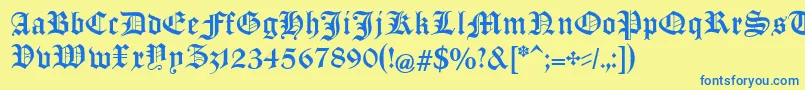 ManuskriptGothischUnz1a Font – Blue Fonts on Yellow Background
