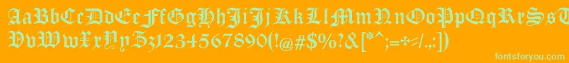 ManuskriptGothischUnz1a Font – Green Fonts on Orange Background