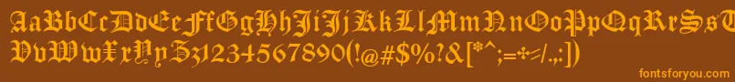 ManuskriptGothischUnz1a Font – Orange Fonts on Brown Background