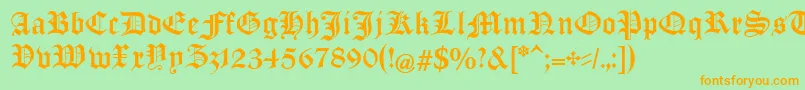ManuskriptGothischUnz1a Font – Orange Fonts on Green Background