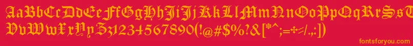 ManuskriptGothischUnz1a Font – Orange Fonts on Red Background