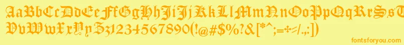 ManuskriptGothischUnz1a Font – Orange Fonts on Yellow Background
