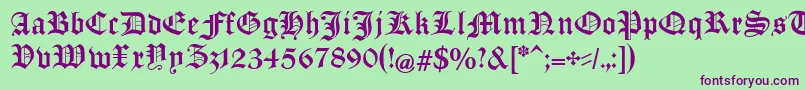ManuskriptGothischUnz1a Font – Purple Fonts on Green Background