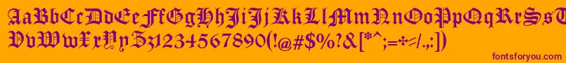 ManuskriptGothischUnz1a Font – Purple Fonts on Orange Background