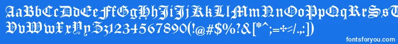 フォントManuskriptGothischUnz1a – 青い背景に白い文字