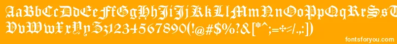 ManuskriptGothischUnz1a Font – White Fonts on Orange Background