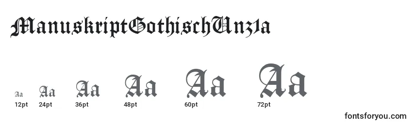 Размеры шрифта ManuskriptGothischUnz1a