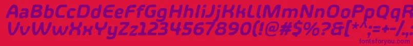 Czcionka ShareHappinessAroundItalic – fioletowe czcionki na czerwonym tle