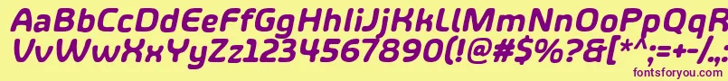 ShareHappinessAroundItalic Font – Purple Fonts on Yellow Background