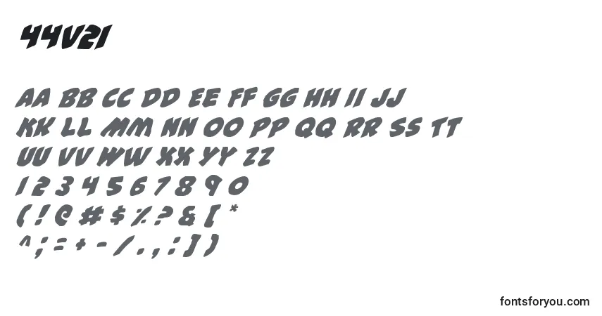 Schriftart 44v2i – Alphabet, Zahlen, spezielle Symbole