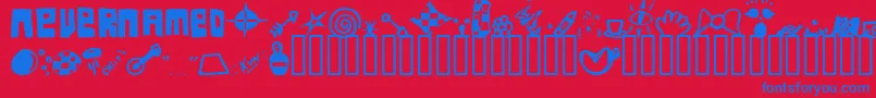 Fsonever-Schriftart – Blaue Schriften auf rotem Hintergrund