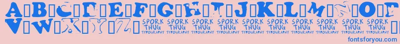 フォントFridgeMagnets – ピンクの背景に青い文字