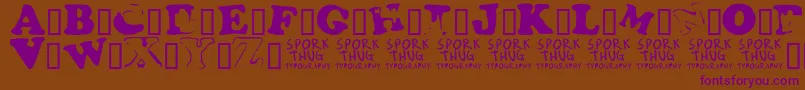 FridgeMagnets-Schriftart – Violette Schriften auf braunem Hintergrund