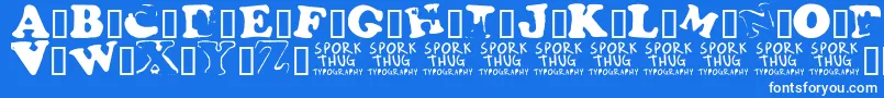 FridgeMagnets-Schriftart – Weiße Schriften auf blauem Hintergrund