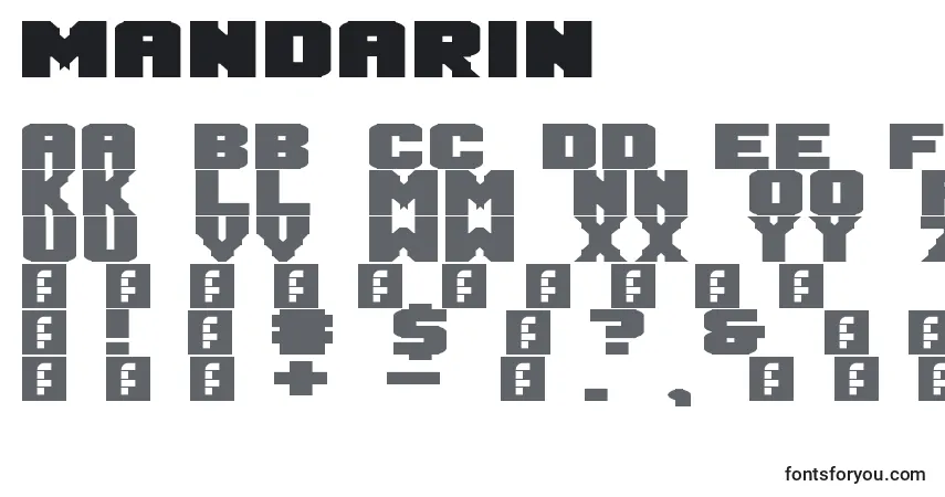 Schriftart Mandarin – Alphabet, Zahlen, spezielle Symbole