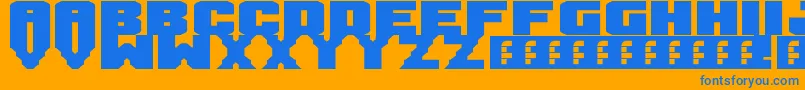 Mandarin Font – Blue Fonts on Orange Background