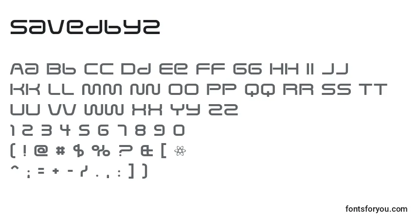 Schriftart Savedbyz – Alphabet, Zahlen, spezielle Symbole