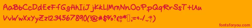 Primrose-Schriftart – Rote Schriften auf orangefarbenem Hintergrund