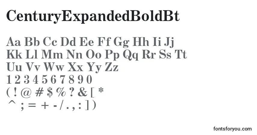 A fonte CenturyExpandedBoldBt – alfabeto, números, caracteres especiais
