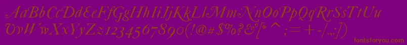 FcaslonfortytwoaltsitcTt-Schriftart – Braune Schriften auf violettem Hintergrund