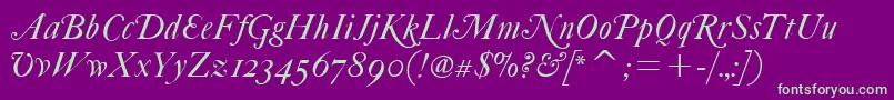 FcaslonfortytwoaltsitcTt Font – Green Fonts on Purple Background