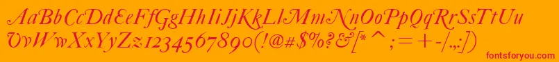 FcaslonfortytwoaltsitcTt Font – Red Fonts on Orange Background