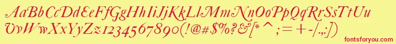 FcaslonfortytwoaltsitcTt Font – Red Fonts on Yellow Background