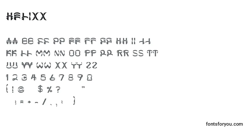 A fonte Helixx – alfabeto, números, caracteres especiais