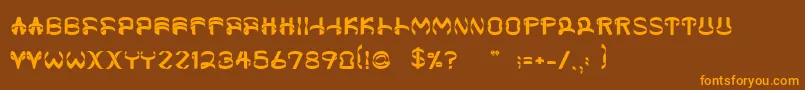 フォントHelixx – オレンジ色の文字が茶色の背景にあります。