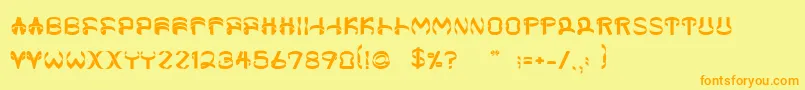 フォントHelixx – オレンジの文字が黄色の背景にあります。